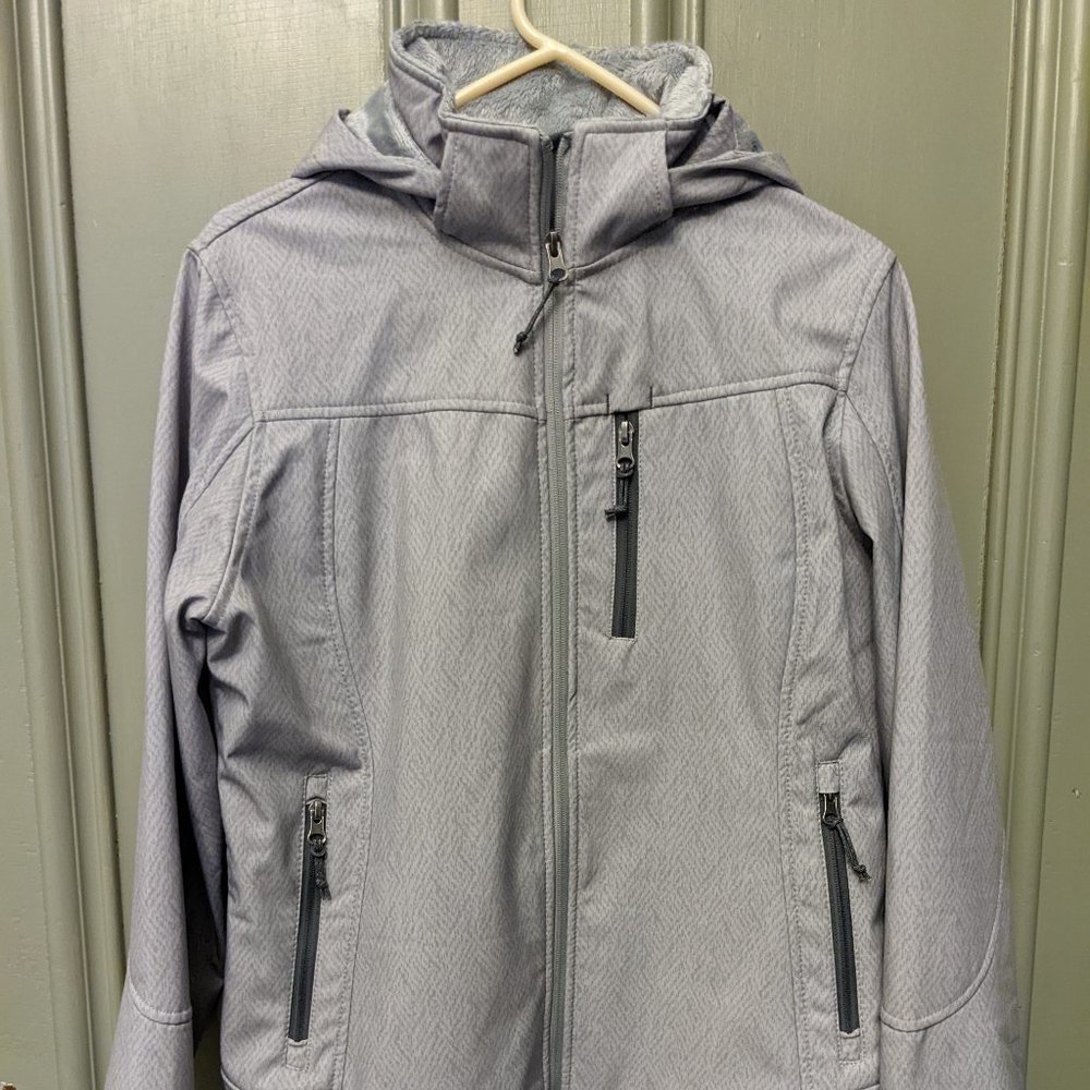 Women's Free Country Size Medium Gray Faux Fur Lined Coat